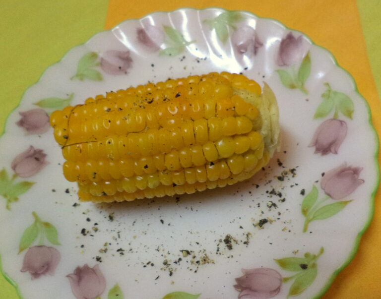 Espiga de milho verde cozida servida no prato